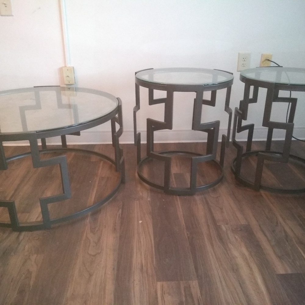 3 piece glass table set